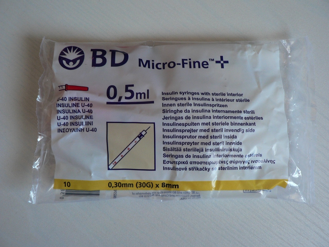 U40 Insulinspritzen BD MICRO FINE+ 0,3×8 mm 0,5ml 10 Stk